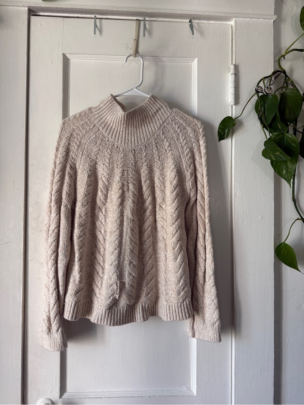 Knox Rose Cream Cable Knit Turtleneck Sweater